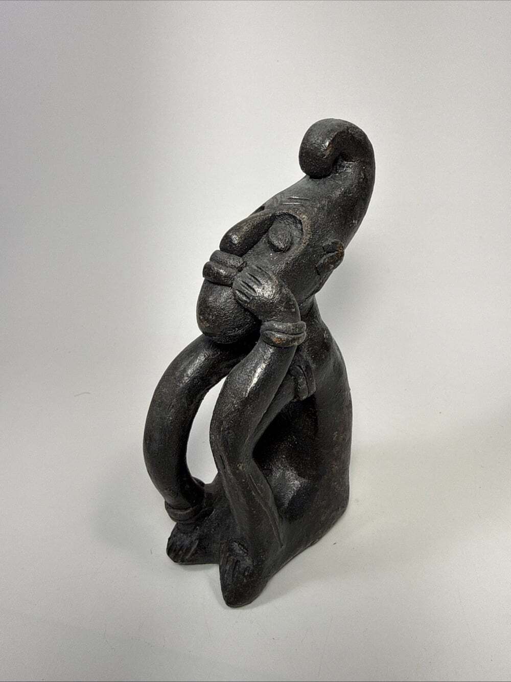 African Antique Style Tribal Taino God Stature Figure Pottery Clay. K2